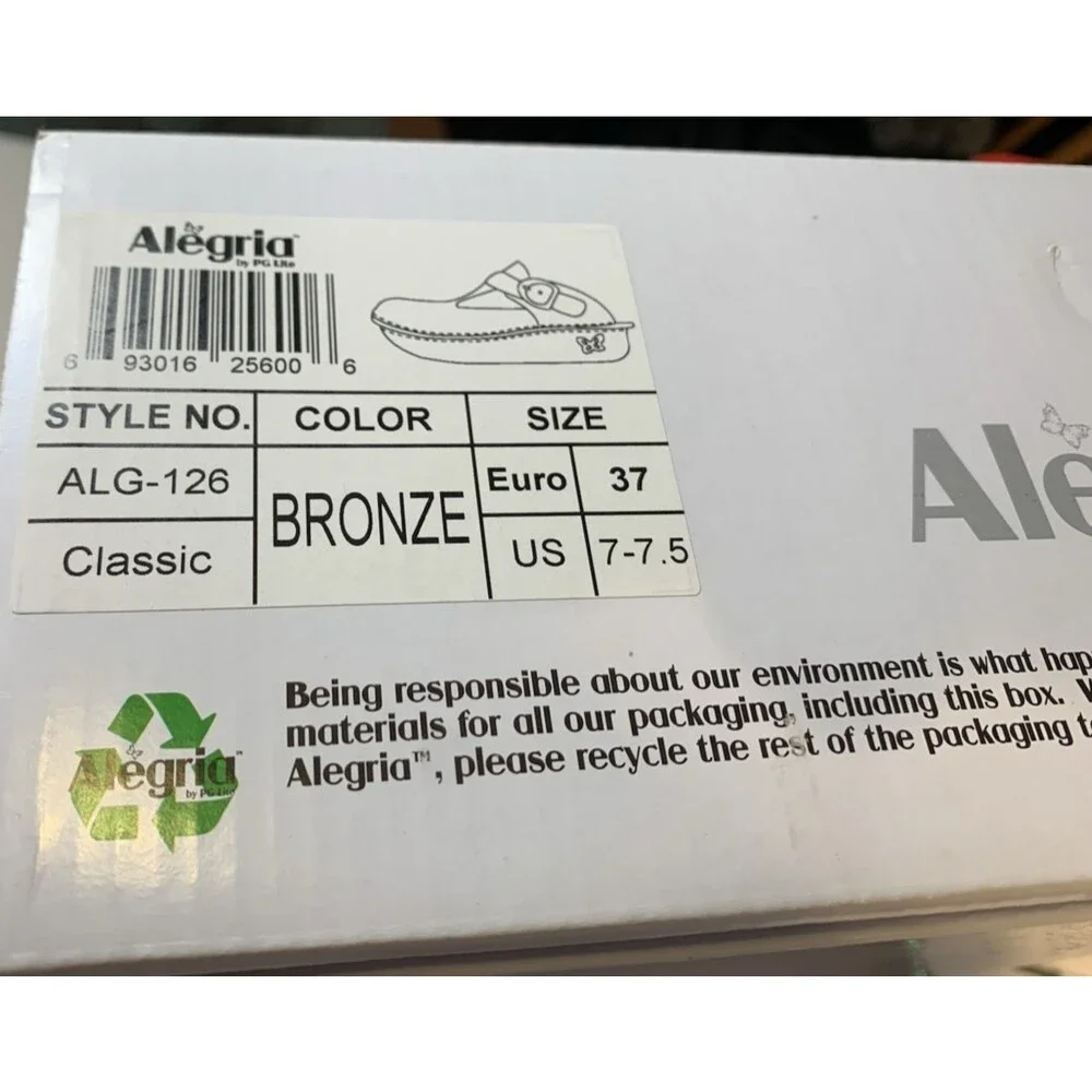 Alegria by PG Lite Sz 37/US 7-7.5 ALG-126 Bronze Classic Professional/Nurse Shoe